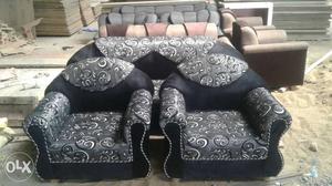 3-piece Black Floral Sofa Set