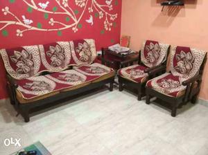 3-piece Red, White And Black Sofa Set