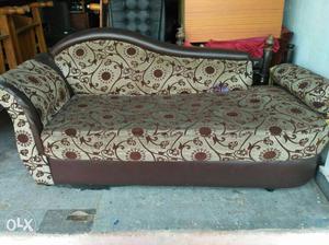 Beige And Brown Floral Fainting Couch