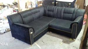 Black Padded Corner Sofa