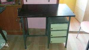Black Wooden Single-pedestal Desk