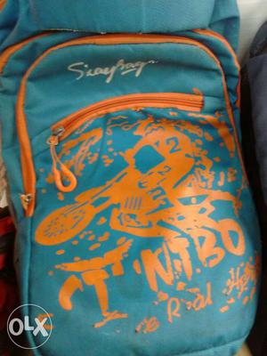 Blue And Orange Printed Backpack