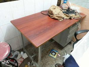 Brown And Gray Single Pedestal Desk