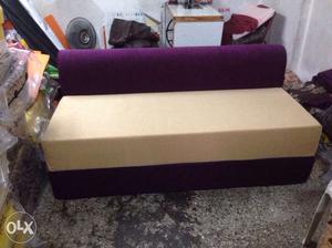 Brown And Purple Suede Three Seater Couch