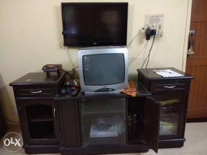 Brown Wooden TV Stand With Cabinet