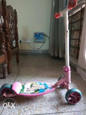 Children's Pink And White barbie Kick Scooter
