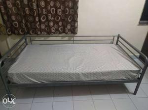 IKEA Grey Metal Bed with double mattress