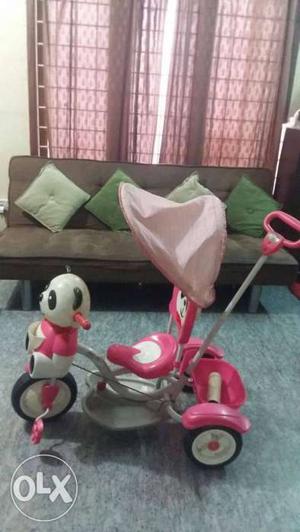 Pink And Gray Panda Push Tricycle