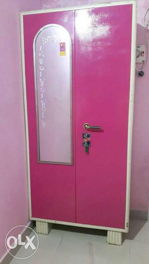 Pink And White Wardrobe With Mirror