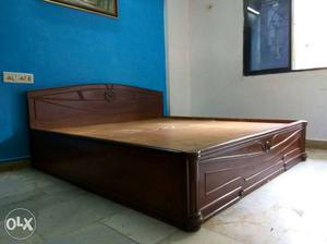 Queen Size Brown 2-toned Wooden Bed Frame