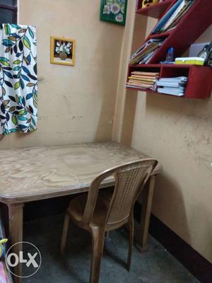 Rectangular Brown Plastic Table And 4 Chair