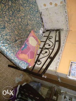 Steel double bed with mattress black in good