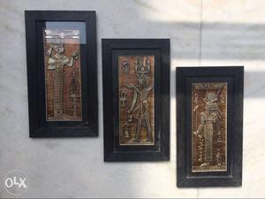 Three Egyptian Glyph Framed Decors