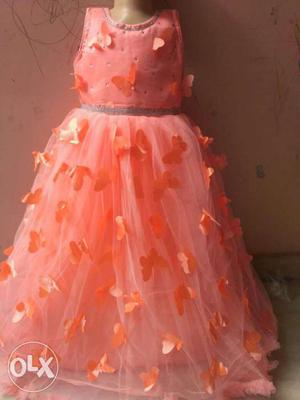 Toddler's Pink Tulle Sleeveless Ruffled Dress