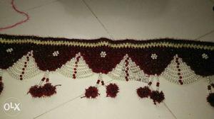 White And Red Knitted Textile