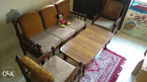 Wooden Sofa Set 5 Seater With Center Table