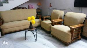 Wooden sofaset +bean bag+center table