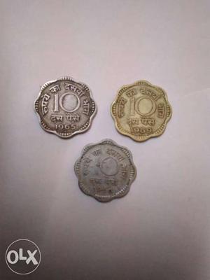 10 paise golden and silver coin