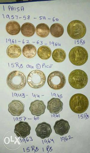 1paisa 2paisa mixed antique coin collection