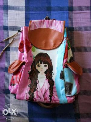 Anime Girl In Pink Jacket Print Backpack