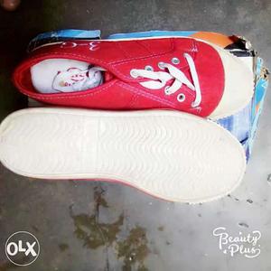 Baby's Pair Of Red-and-white Shoes new size 2 and 3