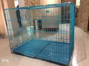 Blue colour Dog cage. 42 inch * 31 inch * 27 inch