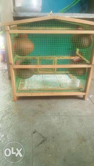 Brown Wood-framed Wired Bird Cage