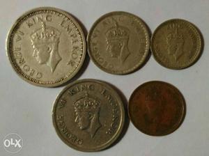Five George King Emperor Coins