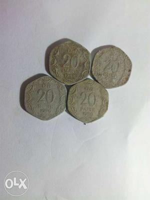 Four Gray 20 Coins
