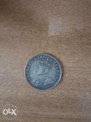 George V King Emperor  British India One Rupee Silver