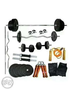Gym accessories with 5ft plain rod +3ft curved