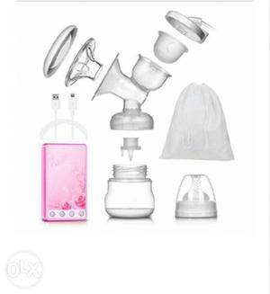 New Pink And Clear Plastic Electric Breastpump