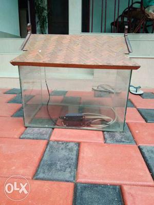Rectangular Clear With Brown Frame Pet Tank