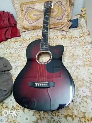 Red And Black Cutaway Acoustic Guitar 4 months old