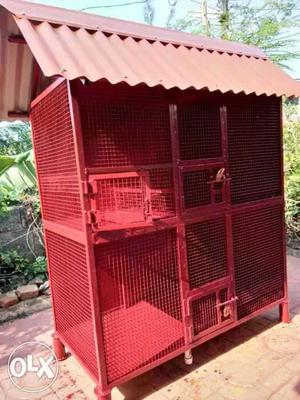 Red pet cage