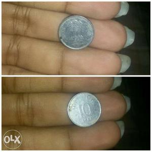 Round 10 Paise Silver Coin