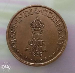 Round  Silver UK One Anna Coin
