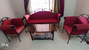 3+1+1 Strong and heavy weight iron Frame Sofa Set + Center