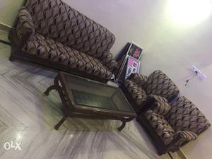 3+2 Sofa Set with Center Table, Teakwood Material