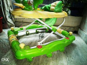 Baby's Green And Yellow Plastic Learning Walker