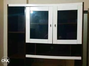 Black And White Wooden Display Cabinet
