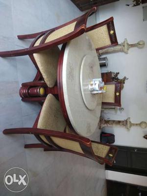 Brown And Beige 6 chair -piece Dining Set