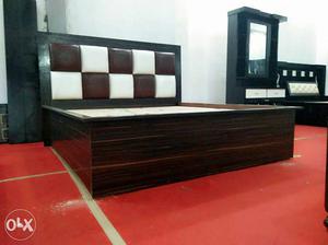 Brown And Black Wooden Bed With Headboard