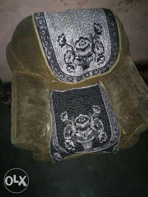 Brown, Black And Gray Floral Sofa Chair
