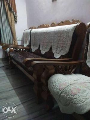 Brown Floral Padded Bench