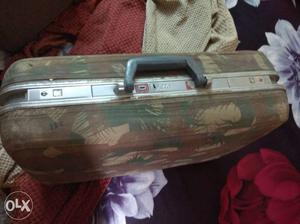 Brown, Green, And Beige Camouflage Suitcase
