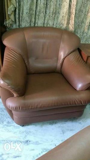 Brown Leather Padded Sofa Chair