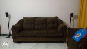 Brown Velvet 3-seat Couch