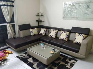 Brown and Beigh Sofa set with T pie. Bought for 70k