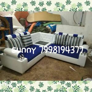 Gray And Blue Sectional Couch